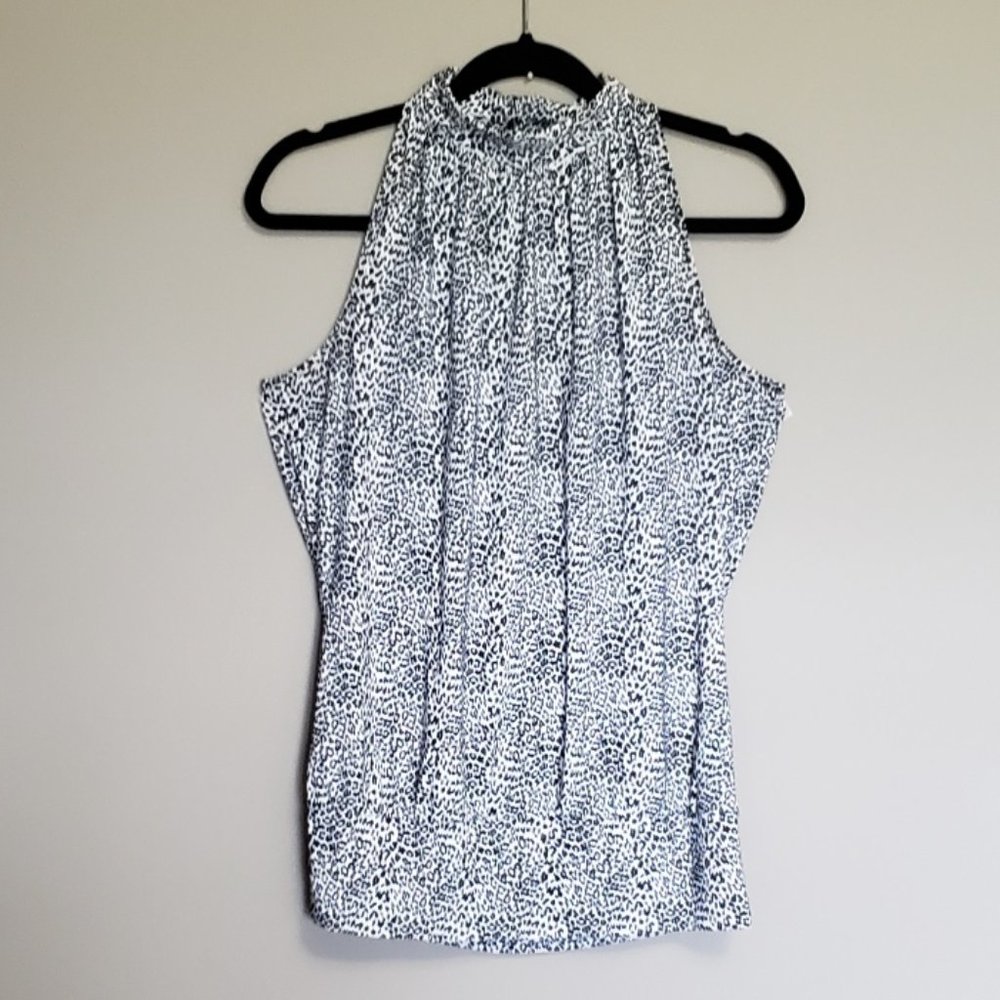 BLACK/WHITE ANIMAL PRINT HALTER NECK TOP - SZ MED.